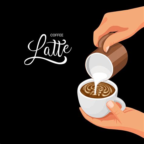 Vector Illustration Barista Hand Making Coffee Latte Art Isolated On