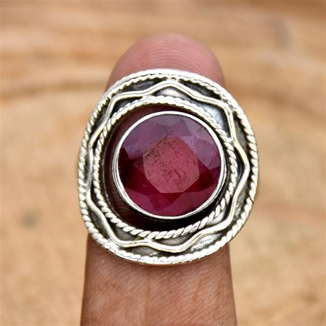 Indian Ruby Ring Sterling Silver Ring Handmade Ring Etsy
