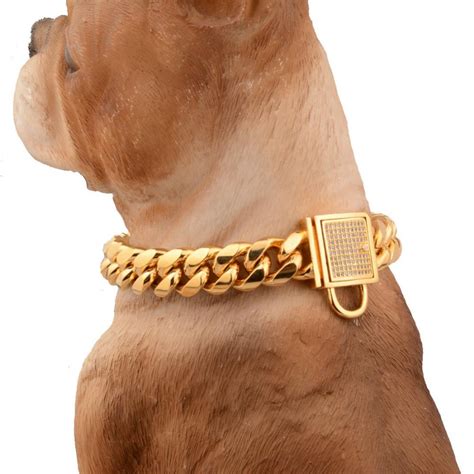 2021 14mm Strong Gold Stainless Steel Lock Buckle Dogs Training Choke