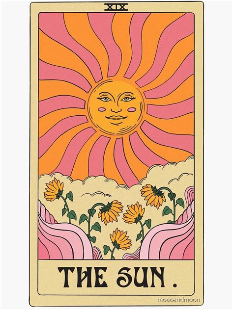 Sticker La Carte Sun Tarot Par Mossandmoon Redbubble Sun And