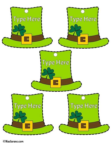 St Patricks Day T Tags Editable Labels Printable Shamrock Name Tags