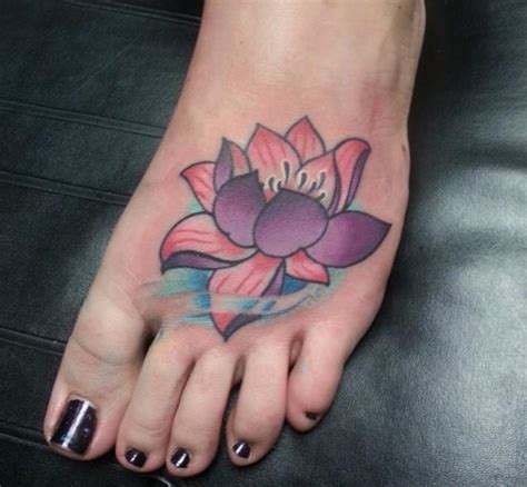 Lotus Flower Foot Tattoos