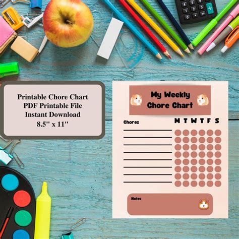 Guinea Pig Printable Weekly Chore Chart For Kids Weekly Chore Etsy