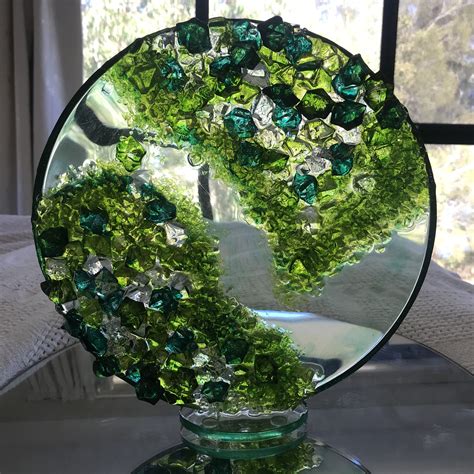 Resin And Glass “emerald And Peridot” Sculpture Resin Crafts Resin Art