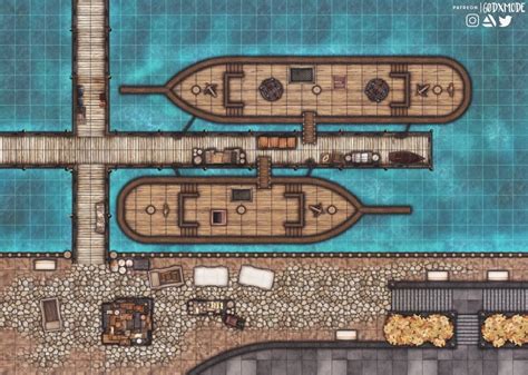 35 X 25 Docks Battlemaps Fantasy City Map Dungeon Maps Pathfinder