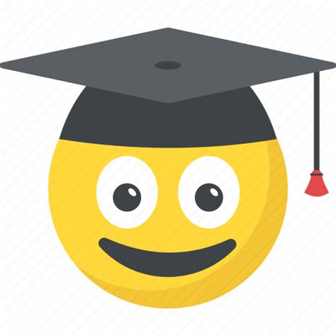 Academic Cap Graduation Emoji Mortarboard Smiley Student Icon