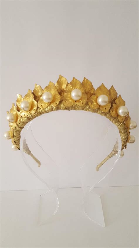 Mint and gold baby headband you pick 1 pink and gold 1st | etsy. Gold CrownTiara, Leaf Halo, Gold Leaf Headpiece, Hair ...