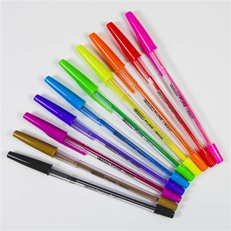 10 Pure Neon Color Stick Pen Crown Office Supplies