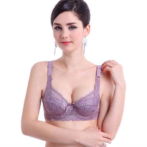 Women Sexy Underwire Push Up Bra 34 Cup Minimizer Padded Lace Sheer