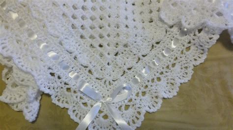 You can select your choice of ribbon color. Crochet White Christening, Baptism Baby Blanket, Afghan ...