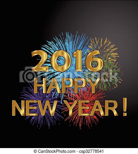 2016 New Year With Fireworks Happy New Year 2016 Fireworks In Gold