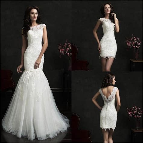 Most of such dresses are short, lace or beaded, with a long organza or tulle skirt over it. Top 19 Convertible Mermaid Wedding Dress With Detachable ...