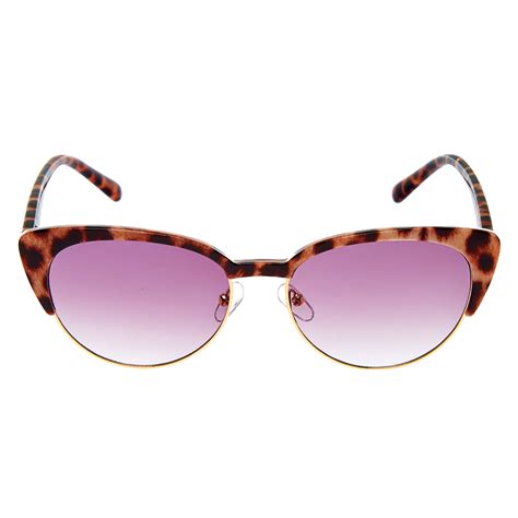 leopard browline cat eye sunglasses brown claire s us