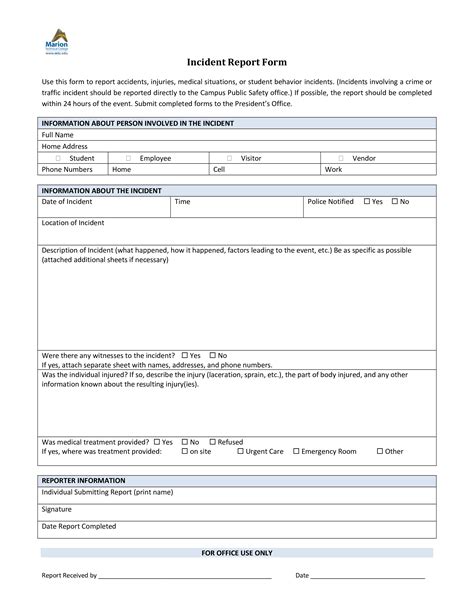 Blank Incident Report Form Templates At