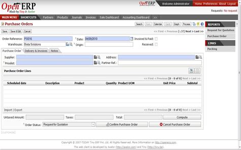 Open Source Software Purchase Module In Openerp Screen Shots