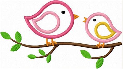 Two Birds On The Branch Applique Embroidery By Joyousembroidery 299