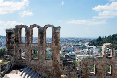 Ancient Stone Theater With Marble Steps Of Odeon Of Herodes Atticus On