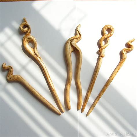 Hand Carved Wooden Hairpins By Ambersculpture On Deviantart Wood