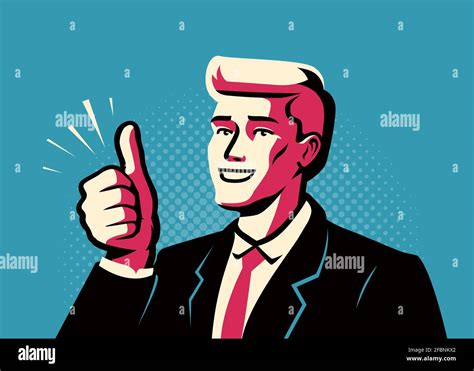 Successful Businessman Showing Thumbs Up Business Success Concept
