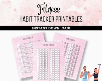 Fitness Habit Trackers Water Tracker Printable Mood Etsy