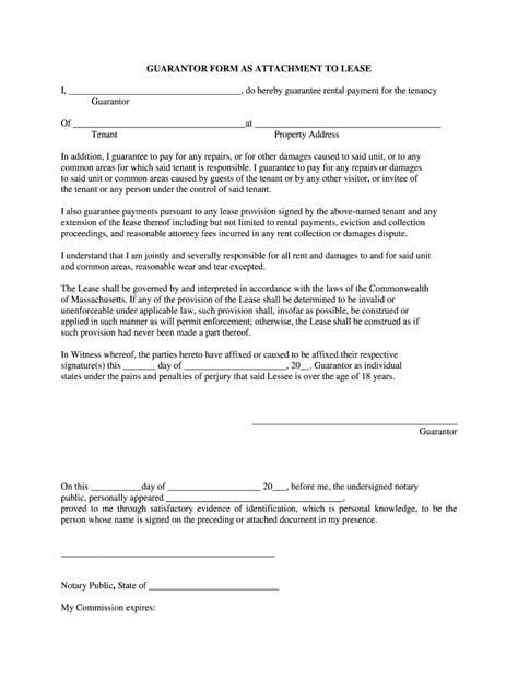 Guarantor Lease Agreement Form Ontario Printable Form Templates And