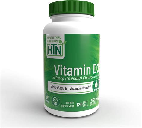 Vitamin D3 10000 Iu Non Gmo 120 Mini Softgels 10000 Iu