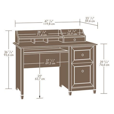 Sauder Edge Water Computer Desk (409043) - The Furniture Co. It also has two drawers with metal runners and safety stops and a lower drawer that holds letter or european size hanging files.