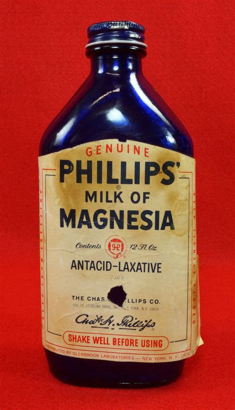 Vintage Phillips Milk Of Magnesia Cobalt Blue Glass Bottle 12 Oz With Rare Label Ebay Link Htt