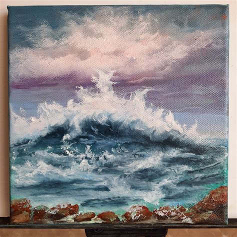 Ocean Waves Sunset Oil Original Painting On Canvas Marine Art Etsy