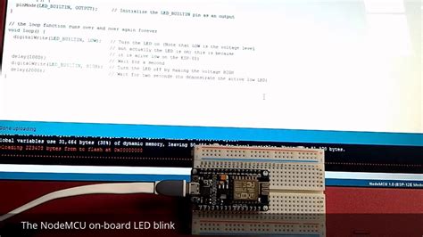 Blink Nodemcu On Board Led Using Arduino Ide With Esp8266 Library Youtube