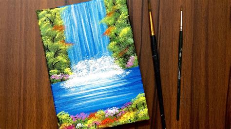 Easy Waterfall Landscape Painting Tutorial For Beginners Acrylic