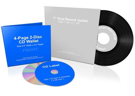 7 Inch Vinyl Record And Cd Wallet Bundle Mock Up Cover Actions