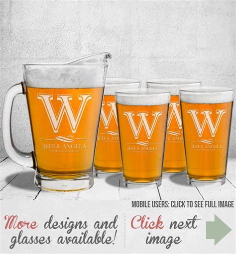 Monogrammed Pitcher With Four Pint Beer By Everythingetchedaz