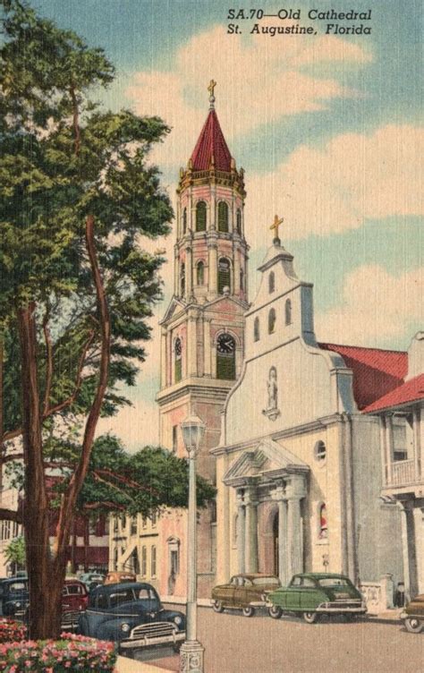 Vintage Postcard 1954 Old Cathedral Roman Catholic Church St Augustine