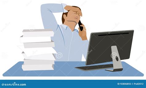 Overworked Office Worker Stock Vector Illustration Of Management