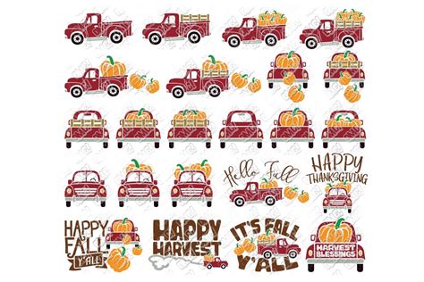 Svg Dxf Thanksgiving Pumpkin Vintage Truck Rhinestone Template Digital
