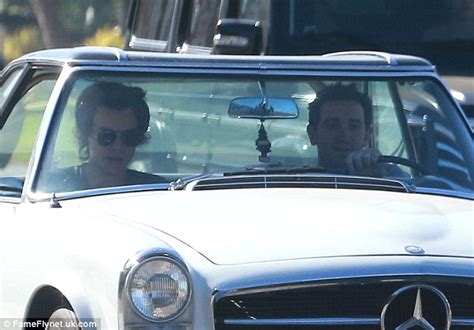 harry styles goes cruising in california in white vintage mercedes daily mail online