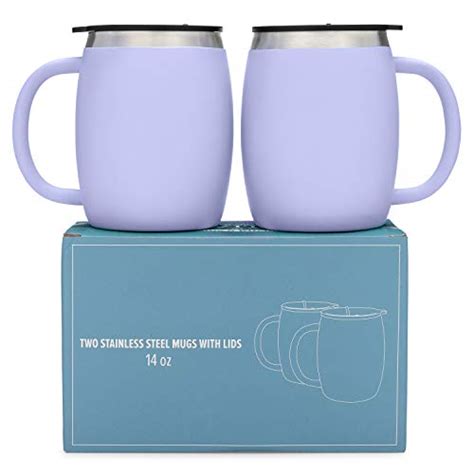 Buy Stainless Steel Coffee Mugs With Lids 14 Oz Double Walled Insulated Coffee Mugs Set Of 2