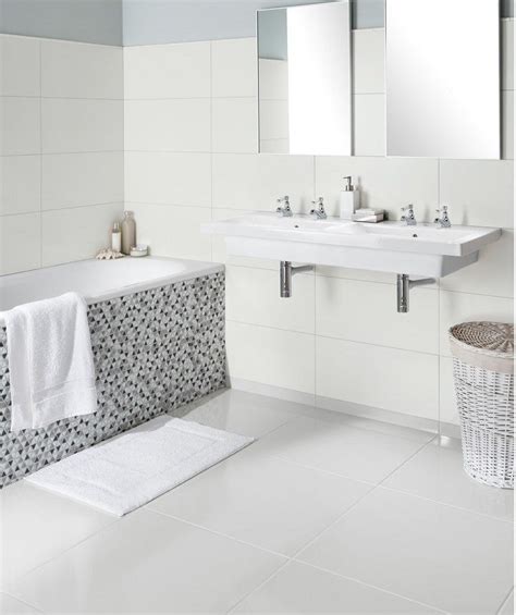 White bathroom tiles are also a popular option, due to the colour white's association with purity and cleanliness. Timeless Neutrals™ White Matt Tile (30cm x 60cm ...