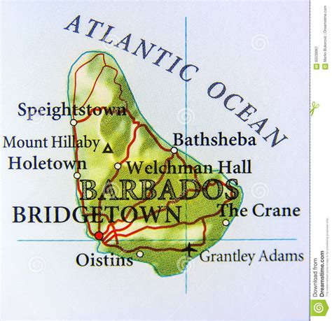 Mapa Geográfico Do País De Barbados Cidades Importantes Imagem de Stock Imagem de curso