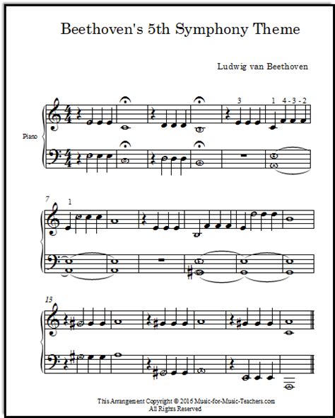 Frohe und dankbare gefühle nach dem sturm. 5th Symphony Beethoven Music for Easy Piano