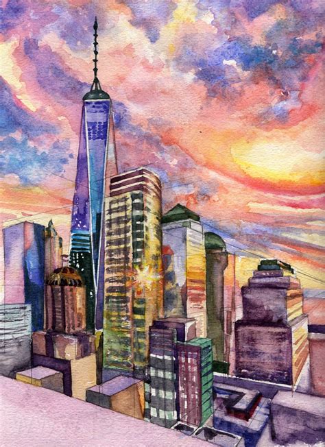 New York Painting Nyc Watercolor Print New York City Etsy New York