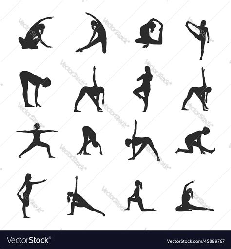 Woman Yoga Silhouettes Yoga Silhouettes Royalty Free Vector