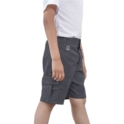 Boys Smart School Uniform Cargo Shorts Age 2 16 Years Black Grey Adj