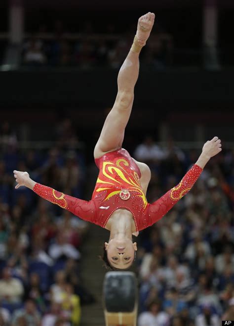 Chinese Gymnast Sui Lu Performs On The Balance Beam During The Artistic Gymnastics Womens