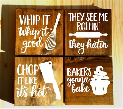 Set Of 4 Funny Kitchen Signs Kitchen Signs Farmhouse Sign