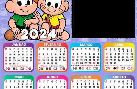 Moldura Calendário 2024 Turma Da Mônica Png Imagem Legal