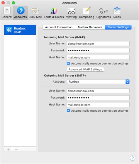 Imap For Apple Mail Runbox Help
