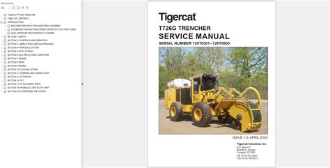 Tigercat Trencher T726E T750 Operator Service Manuals