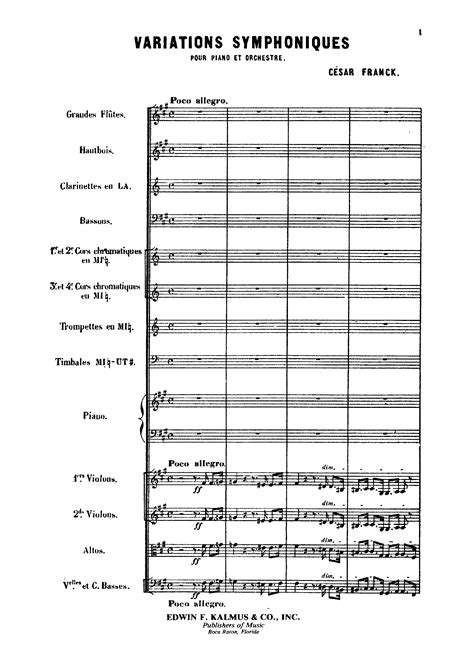 ﻿franck César Symphonic Variations Cff 137 Sheet Music For